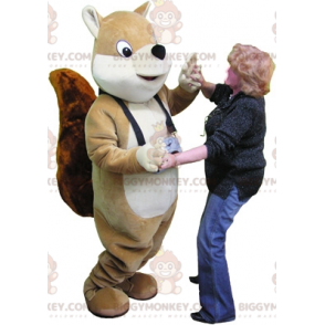 Velmi realistický kostým maskota BIGGYMONKEY™ v béžové a bílé