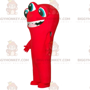 Punainen Alien BIGGYMONKEY™ maskottiasu, jossa on 3 silmää ja