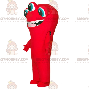 Rød Alien BIGGYMONKEY™ maskotkostume med 3 øjne og stor mund -