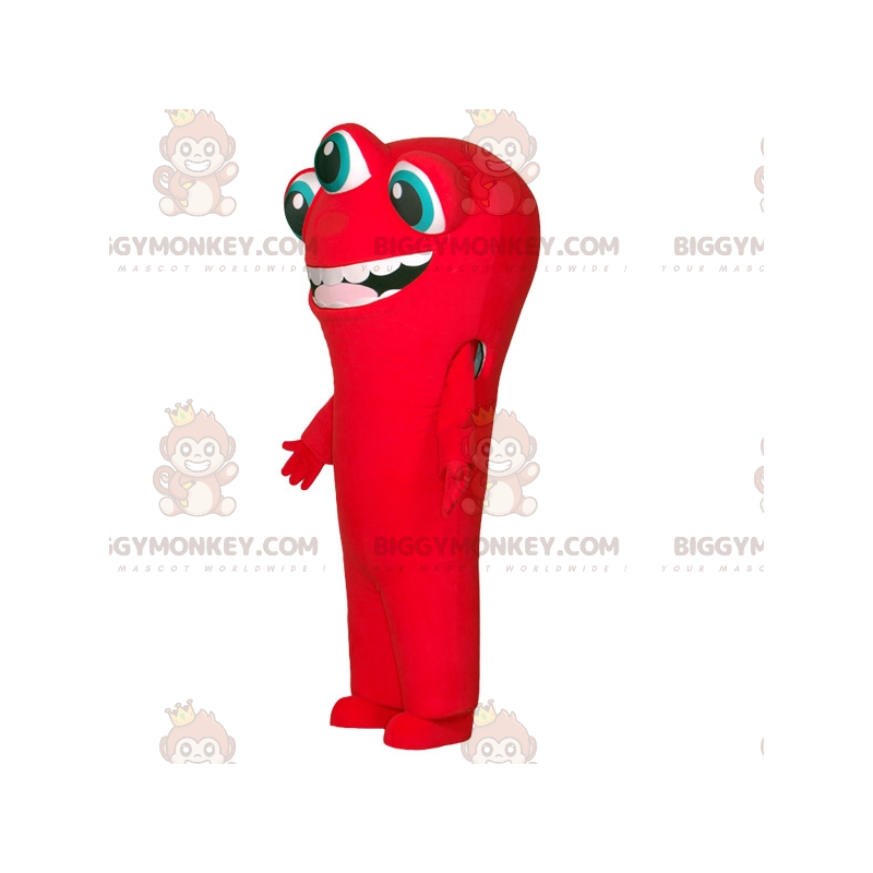 Costume de mascotte BIGGYMONKEY™ d'extra-terrestre rouge avec 3 Costume de mascotte BIGGYMONKEY™ d'extra-terrestre rouge avec 3