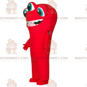 Röd Alien BIGGYMONKEY™ maskotdräkt med 3 ögon och stor mun -