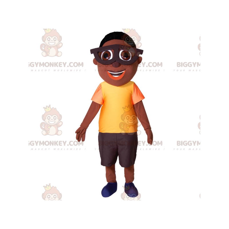 BIGGYMONKEY™ Mascottekostuum voor jonge Afrikaanse jongen met BIGGYMONKEY™ Mascottekostuum voor jonge Afrikaanse jongen met