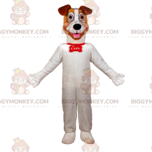BIGGYMONKEY™ large white and brown dog mascot costume.