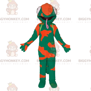 Kostium maskotki BIGGYMONKEY™ zielono-pomarańczowy kameleon z