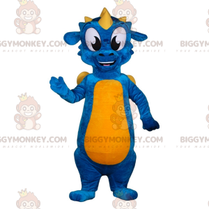 Blue and Yellow Dragon BIGGYMONKEY™ Mascot Costume. Colorful