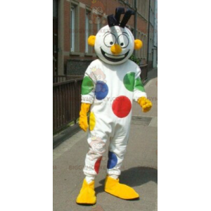 BIGGYMONKEY™ Costume da pagliaccio a pois bianco da pupazzo di
