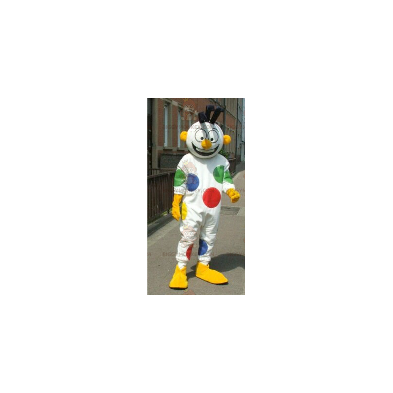 BIGGYMONKEY™ Clown Polka Dot White Snowman Mascot Costume -