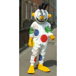 BIGGYMONKEY™ Clown Polka Dot White Snowman Mascot Costume -