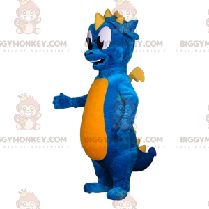 Costume de mascotte BIGGYMONKEY™ de dragon bleu et jaune.