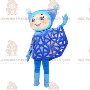  BIGGYMONKEY™ costume mascotte da ragazza vestita di blu con cappello - Ragazzi e ragazze mascotte - BiggyMonkey.com