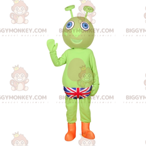 Kostým zeleného maskota vetřelce BIGGYMONKEY™ s britskými