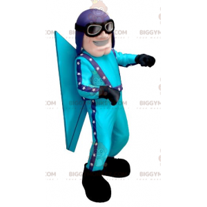 Blue Aviator BIGGYMONKEY™ Mascot Costume with Helmet and
