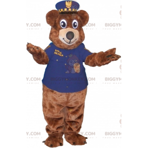 Brauner Bär BIGGYMONKEY™ Maskottchenkostüm in Polizistenuniform