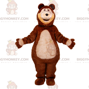 Στολή μασκότ BIGGYMONKEY™ καφέ και μαύρισμα γίγαντα αρκουδάκι -