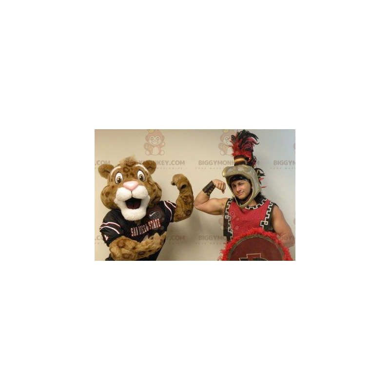 Brun och vit tiger BIGGYMONKEY™ maskotdräkt i sportkläder - Brun och vit tiger BIGGYMONKEY™ maskotdräkt i sportkläder -