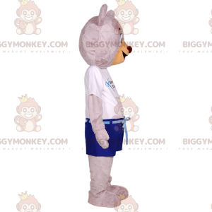 Big Grey Teddy BIGGYMONKEY™ Maskottchenkostüm im Sommeroutfit -