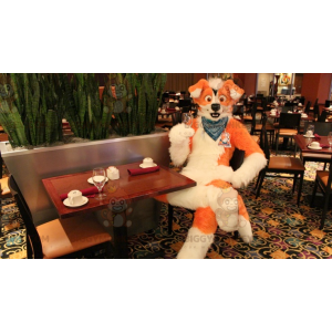 Orange and White Dog BIGGYMONKEY™ Mascot Costume -