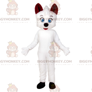 Traje da mascote do gato branco de olhos azuis BIGGYMONKEY™.