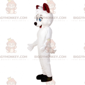 Blauäugige weiße Katze BIGGYMONKEY™ Maskottchenkostüm. Weißer