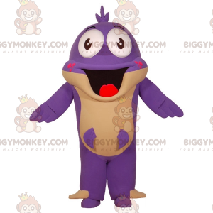 Lustiges lächelndes BIGGYMONKEY™-Maskottchen-Kostüm für lila
