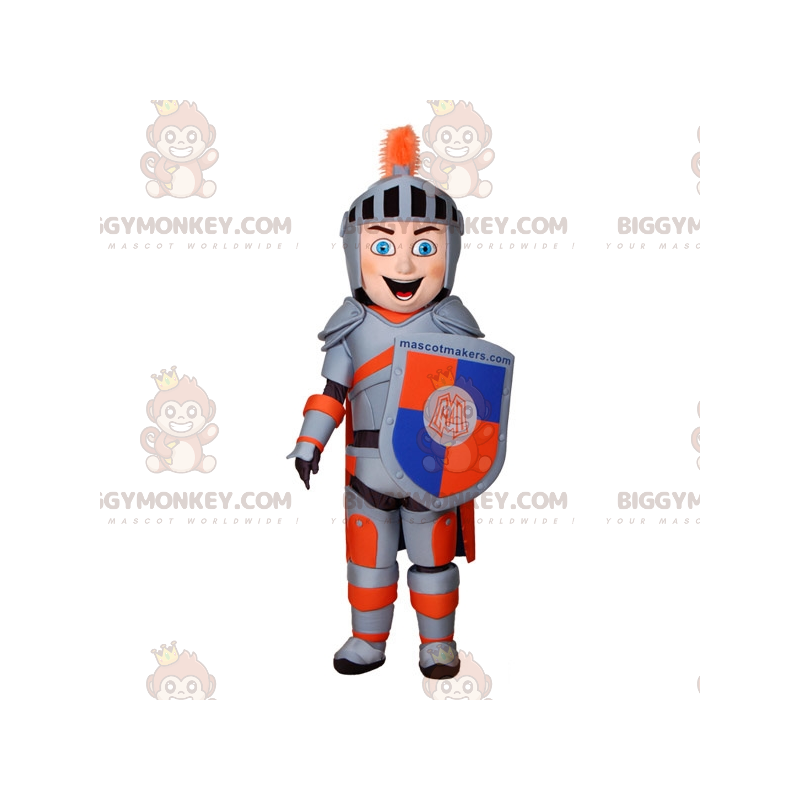 Kostium maskotka Rycerz BIGGYMONKEY™ z szarą i pomarańczową Kostium maskotka Rycerz BIGGYMONKEY™ z szarą i pomarańczową