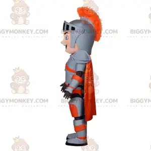 Traje de mascote Knight BIGGYMONKEY™ com armadura cinza e