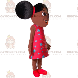 Afrikkalaisen tytön BIGGYMONKEY™ maskottiasu kahdella isolla
