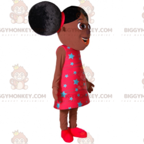 Afrikkalaisen tytön BIGGYMONKEY™ maskottiasu kahdella isolla