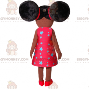 Afrikkalaisen tytön BIGGYMONKEY™ maskottiasu kahdella isolla