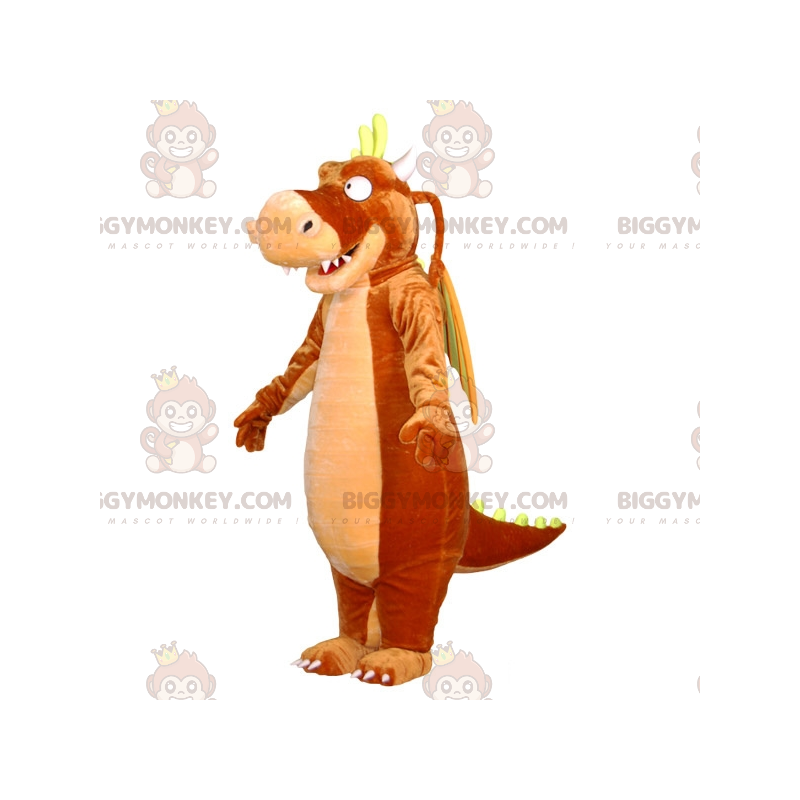 Στολή μασκότ με Giant Brown Beige και Yellow Dragon BIGGYMONKEY™ - Μασκότ δράκου - BIGGYMONKEY_06896 - BiggyMonkey.com