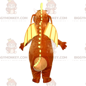 Obří kostým hnědo-béžového a žlutého draka BIGGYMONKEY™ maskota