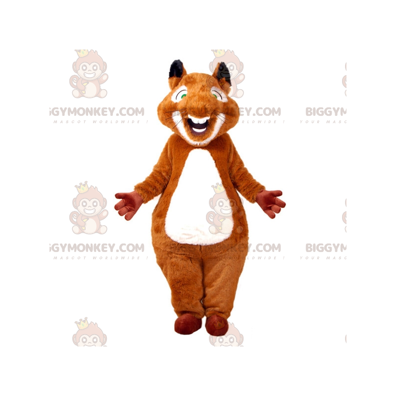 Costume de mascotte BIGGYMONKEY™ d'écureuil marron et blanc Costume de mascotte BIGGYMONKEY™ d'écureuil marron et blanc