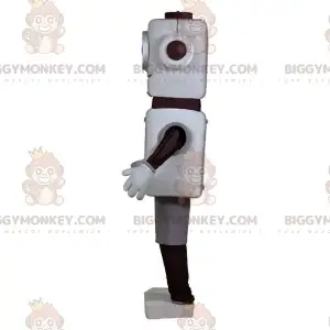 BIGGYMONKEY™ Mascot Costume Gray and Black Robot with Big Blue