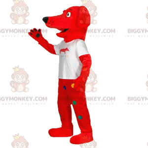 Disfraz de mascota Red Dog BIGGYMONKEY™ con lunares coloridos -