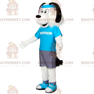 BIGGYMONKEY™ Mascot Costume White and Black Dog In Sportswear