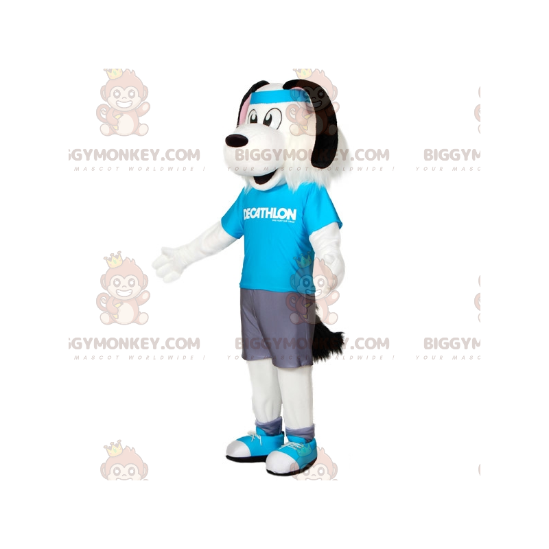 Kostium maskotki BIGGYMONKEY™ biało-czarny pies w odzieży Kostium maskotki BIGGYMONKEY™ biało-czarny pies w odzieży
