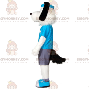 BIGGYMONKEY™ Mascot Costume White and Black Dog In Sportswear