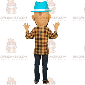 Man met baard BIGGYMONKEY™ mascottekostuum met bril en hoed