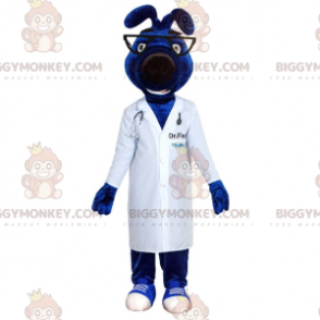Costume de mascotte BIGGYMONKEY™ de chien bleu avec une blouse