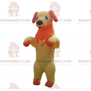 Costume de mascotte BIGGYMONKEY™ de chien jaune et orange qui
