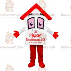 Riesiges weißes und rotes BIGGYMONKEY™ Maskottchenkostüm. Hut