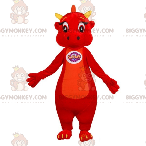 Simpatico e accattivante costume da mascotte drago rosso e