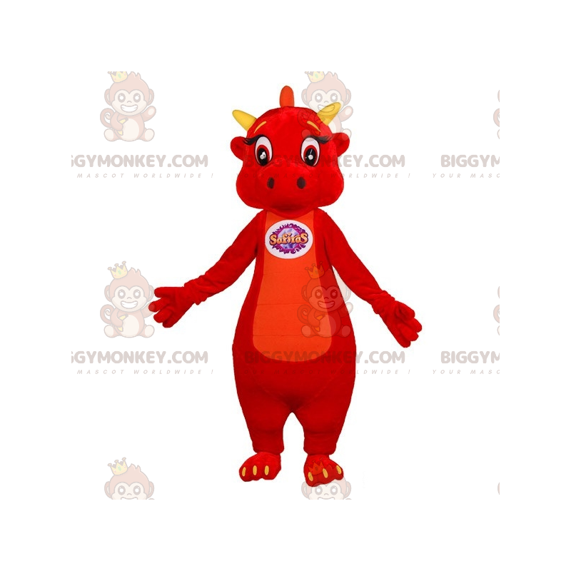 Cute and Endearing Red and Yellow Dragon BIGGYMONKEY™ Mascot