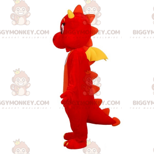 Roztomilý a roztomilý kostým maskota červeného a žlutého draka