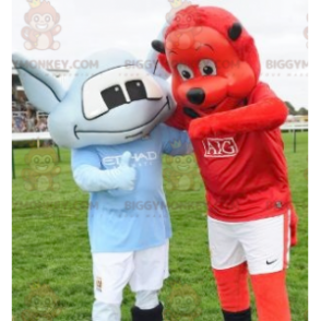 2 Maskot BIGGYMONKEY™: červený medvěd a červený skřet –