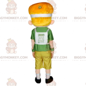 Modrooký blonďatý chlapec BIGGYMONKEY™ kostým maskota v zeleném
