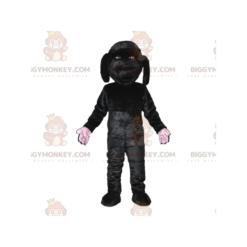 Soft and cute black dog BIGGYMONKEY™ mascot costume. dog