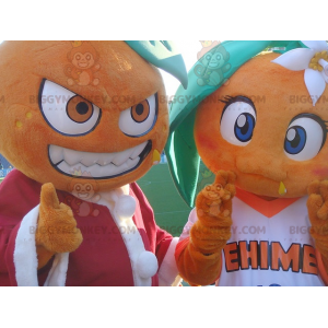 2 gigantiska orange BIGGYMONKEY™s maskot - BiggyMonkey maskot