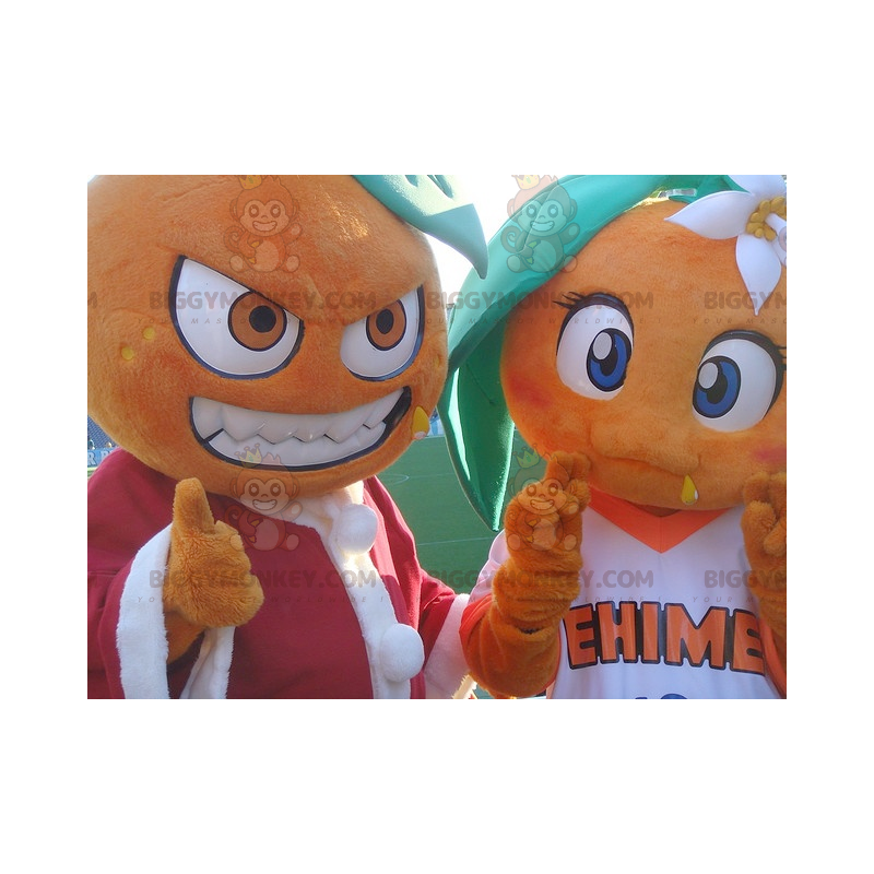 Duo de mascottes BIGGYMONKEY™ d'oranges géantes - Duo de mascottes BIGGYMONKEY™ d'oranges géantes -