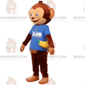 Brauner Affe BIGGYMONKEY™ Maskottchenkostüm mit Bananenbeutel -